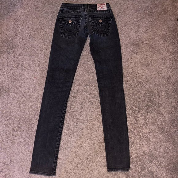 TRUE RELIGION "JULIE" BLACK WASHED VINTAGE SKINNY JEANS - Picture 6 of 6